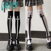 Lunivop Cross Stockings Cosplay Black Women Punk Harajuku Dark Gothic Y2K Festival Party Hosiery