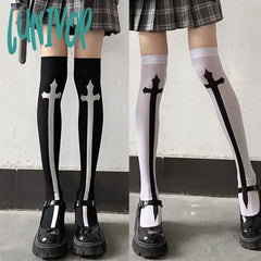 Lunivop Cross Stockings Cosplay Black Women Punk Harajuku Dark Gothic Y2K Festival Party Hosiery