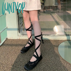 Lunivop Cross Tie Invisible Socks Ballet Lace Boat Sock Jk Strappy Lolita Diy Ripped Straps Cotton