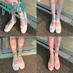 Lunivop Cross Tie Invisible Socks Ballet Lace Boat Sock Jk Strappy Lolita Diy Ripped Straps Cotton