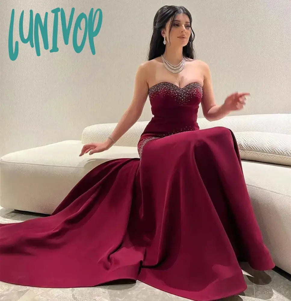 Lunivop Custom Made Beaded Sweetheart Prom Dresses Elegent Evening 2024 Large Hem Girls Dancing