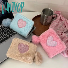 Lunivop Cute Love Wallets For Women Plush Small Fashion Elegant Short Wallet Aesthetic Literary