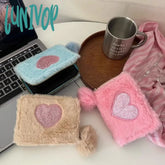 Lunivop Cute Love Wallets For Women Plush Small Fashion Elegant Short Wallet Aesthetic Literary