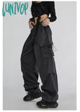 Lunivop Cyber Y2K Red Parachute Pants Women Kpop Streetwear Gray Cargo Trousers Oversized Egirl