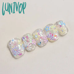 Lunivop Daisy Rose Cherry Blossom Cute 5D Embossed Reliefs Self Adhesive Nail Art Stickers Colorful