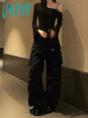 Lunivop Dark Academia Gyaru Cyber Punk Harajuku Streetwear Baddie Ripped Hole Y2K Baggy Jeans Low