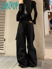 Lunivop Dark Academia Gyaru Cyber Punk Harajuku Streetwear Baddie Ripped Hole Y2K Baggy Jeans Low