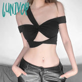 Lunivop Dark Academic Sleeveless Y2K Crop Top Women Sexy Short Tops Ladies Vest Tank Women’s Tube