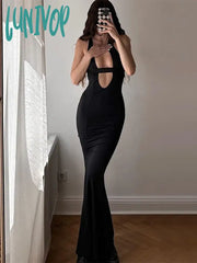 Lunivop Deep V Neck Dress For Women Summer Sleeveless Hollow Out Dresses Women’s Backless Black