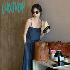 Lunivop Denim Small Sling Wide Leg Work Suit Jumpsuit Summer Thin Style Goddess Pants New