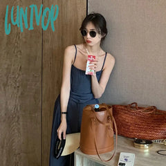 Lunivop Denim Small Sling Wide Leg Work Suit Jumpsuit Summer Thin Style Goddess Pants New