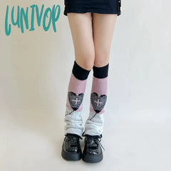 Lunivop Double Knitted Leg Cover Love Cross Hot Girl Y2K Wide Socks Polyester Punk Warmers Harajuku