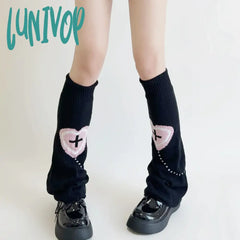Lunivop Double Knitted Leg Cover Love Cross Hot Girl Y2K Wide Socks Polyester Punk Warmers Harajuku