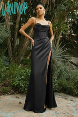 Lunivop Dress Satin Cowl Front Lace Up Corset Evening Dresses For Day And Night Party Elegant Women