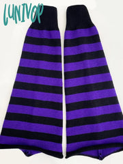Lunivop E-Girl Kawaii Leg Warmers Knitted Sock Harajuku Gothic Mall Vintage Striped Knee-Length