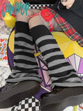 Lunivop E-girl Kawaii Leg Warmers Knitted Sock Harajuku Gothic Mall Vintage Striped Knee-length Long s Women Y2k Emo Alt Flare