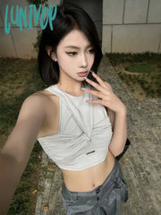 Lunivop Eeptown Y2K Sexy Tank Tops Women Streetwear Grunge Aesthetic Grey Hot Girl Crop Edgy