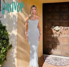 Lunivop Elegant And Pretty Women’s Dresses Rose Spaghetti Strap Mesh Corset Dress Midi Sexy