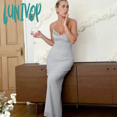 Lunivop Elegant And Pretty Women’s Dresses Rose Spaghetti Strap Mesh Corset Dress Midi Sexy