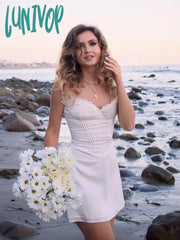 Lunivop Elegant Casual Women’s Dresses Cotton White Dress Sexy Birthday A Line Holiday Lace Party