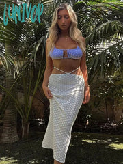 Lunivop Elegant Fashion Hot Sexy Bandage Maxi Skirts For Women Clubwear Party Hollow Out High Waist
