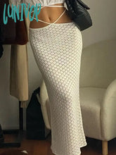 Lunivop Elegant Fashion Hot Sexy Bandage Maxi Skirts For Women Clubwear Party Hollow Out High Waist