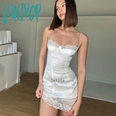 Lunivop Elegant Fashion Sexy Lace Floral Slip Mini Dress Outfits For Women Sleeveless Club Party