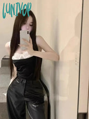 Lunivop Elegant Fashion White Lace Patchwork Camisole Tops 2024 Summer Sexy Slim Fit Tank Top Y2K