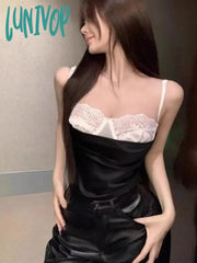 Lunivop Elegant Fashion White Lace Patchwork Camisole Tops 2024 Summer Sexy Slim Fit Tank Top Y2K