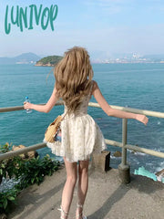 Lunivop Elegant Floral Dress Women Casual Y2K Mini Even Party Beach Style Korean Fashion Clothing