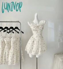 Lunivop Elegant Floral Dress Women Casual Y2K Mini Even Party Beach Style Korean Fashion Clothing