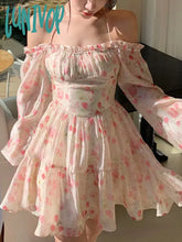 Lunivop Elegant Floral Sexy Dress Women Summer Print Party Mini Dresses Casual High Waist Holiday