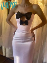 Lunivop Elegant High Quality New Women Bowtie Pink Sexy Hollow Strapless Long Bandage Wedding