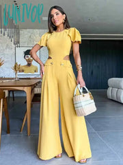 Lunivop Elegant One Piece Jumpsuit Women Fashion Casual Wide Leg Jumpsuits Hollow Out Female