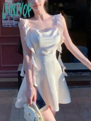 Lunivop Elegant Party Y2K Mini Stain Dress Women Sleeveless Fairy Strap Office Lady Vintage One