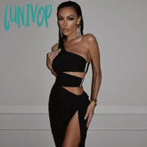 Lunivop Elegant Sexy Backless Cut Out Maxi Dress Summer Outfits For Women Club Party Off Shoulder