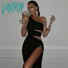 Lunivop Elegant Sexy Backless Cut Out Maxi Dress Summer Outfits For Women Club Party Off Shoulder