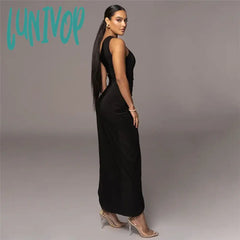 Lunivop Elegant Sexy Backless Cut Out Maxi Dress Summer Outfits For Women Club Party Off Shoulder