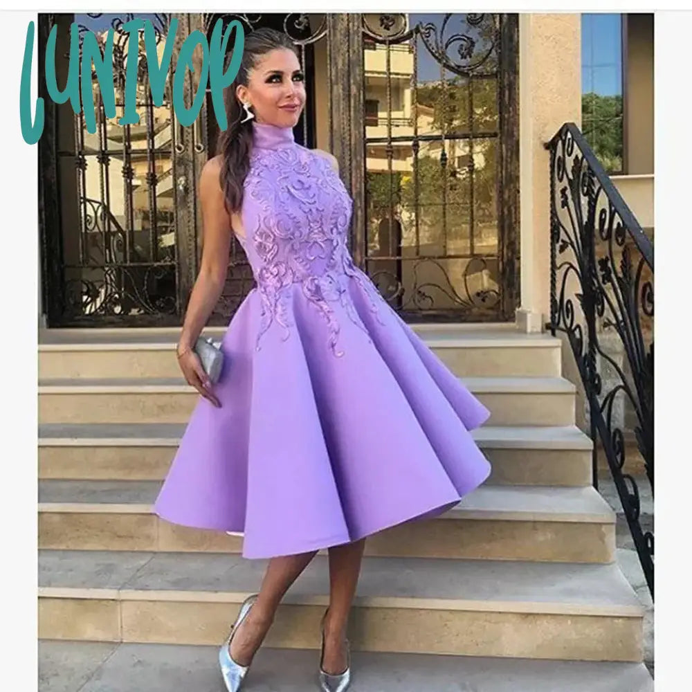Lunivop Elegant Short Maxi Prom Dresses 2024 Women Formal Party Night Sexy Evening Dress Lavender