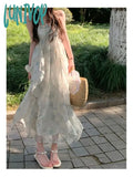 Lunivop Elegant Sleeveless Midi Dresses For Women Beach Style Chiffon Hanging Neck Strap Casual