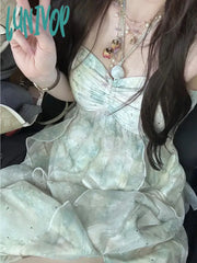 Lunivop Elegant Sleeveless Midi Dresses For Women Beach Style Chiffon Hanging Neck Strap Casual