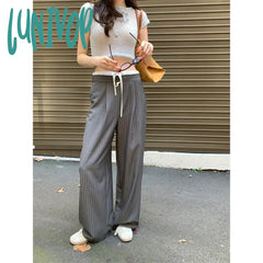 Lunivop Elegant Striped Suit Pants Women Streetwear Patchwork Wide Leg Office Ladies Korean High
