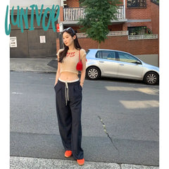 Lunivop Elegant Striped Suit Pants Women Streetwear Patchwork Wide Leg Office Ladies Korean High