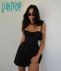 Lunivop Elegant Summer Lace Up Dress White Spaghetti Strap A Line Birthday Party Dresses With