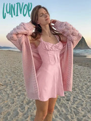 Lunivop Elegant Summer Lace Up Dress White Spaghetti Strap A Line Birthday Party Dresses With