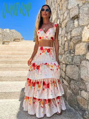 Lunivop Elegant Summer Printed Maxi Dresses For Women Sexy Halter Backless Beach Dress Female