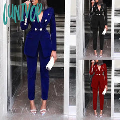 Lunivop Elegant Two-Pieces Women Blazer Suit Casual Streetwear Suits Female Set Office Ladies Coat