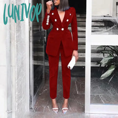 Lunivop Elegant Two-Pieces Women Blazer Suit Casual Streetwear Suits Female Set Office Ladies Coat
