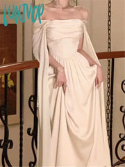 Lunivop Elegant Wedding Evening Party White Dress Women Summer New Fashion Princess Formal Occasion