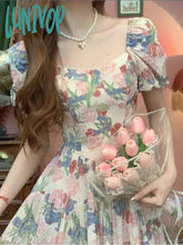 Lunivop Elegant Women Evening Party Dress Summer Casual Printed Floral Fairy Vintage Beach Lady